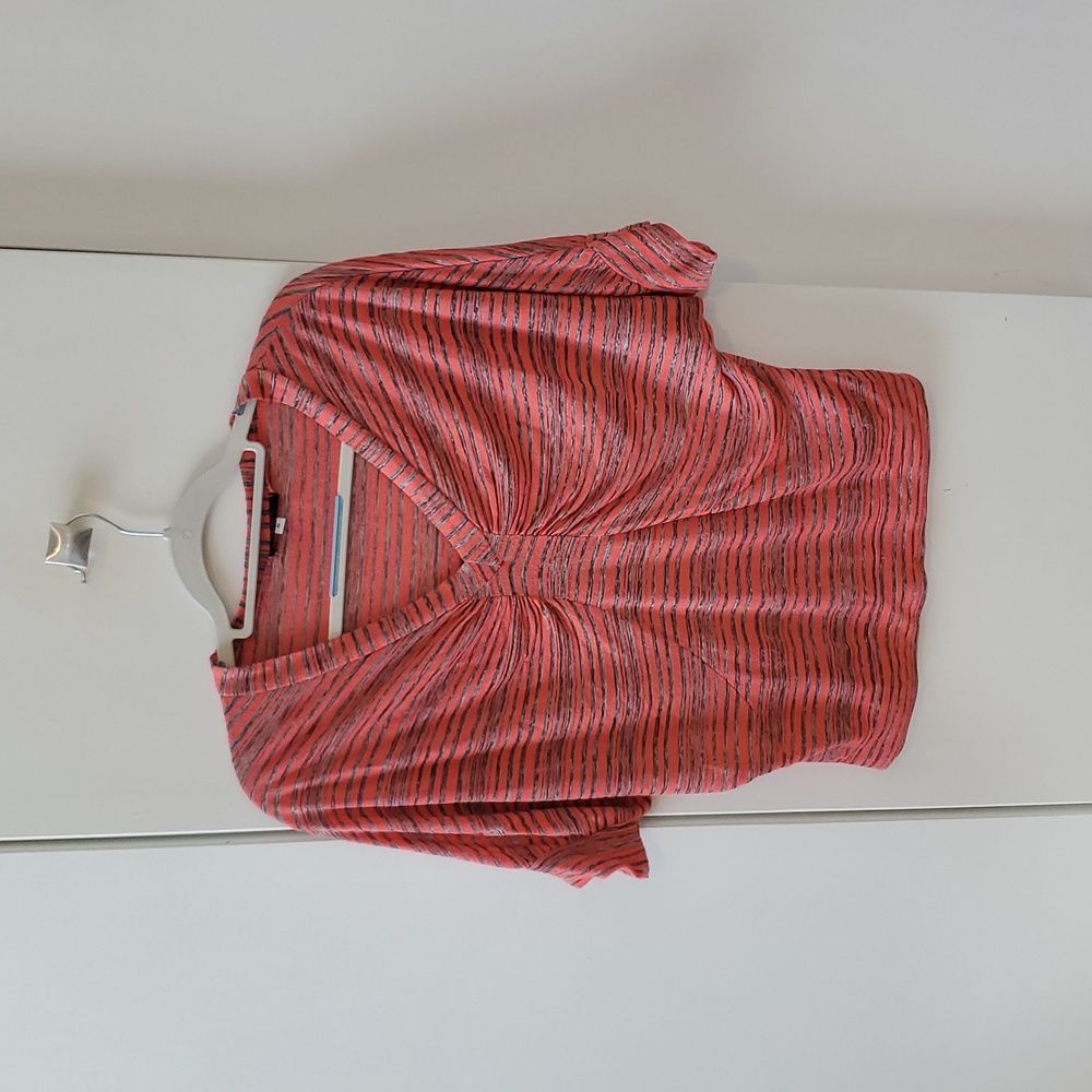Cropped Summer Blouse | Coral/Grey Color | Size S
